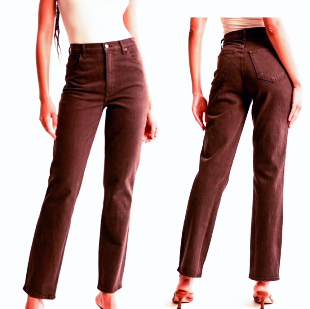 Abercrombie & Fitch Straight '90s Ultra High Rise Burgundy Denim Jeans